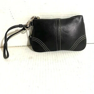 Coach black leather wristlet